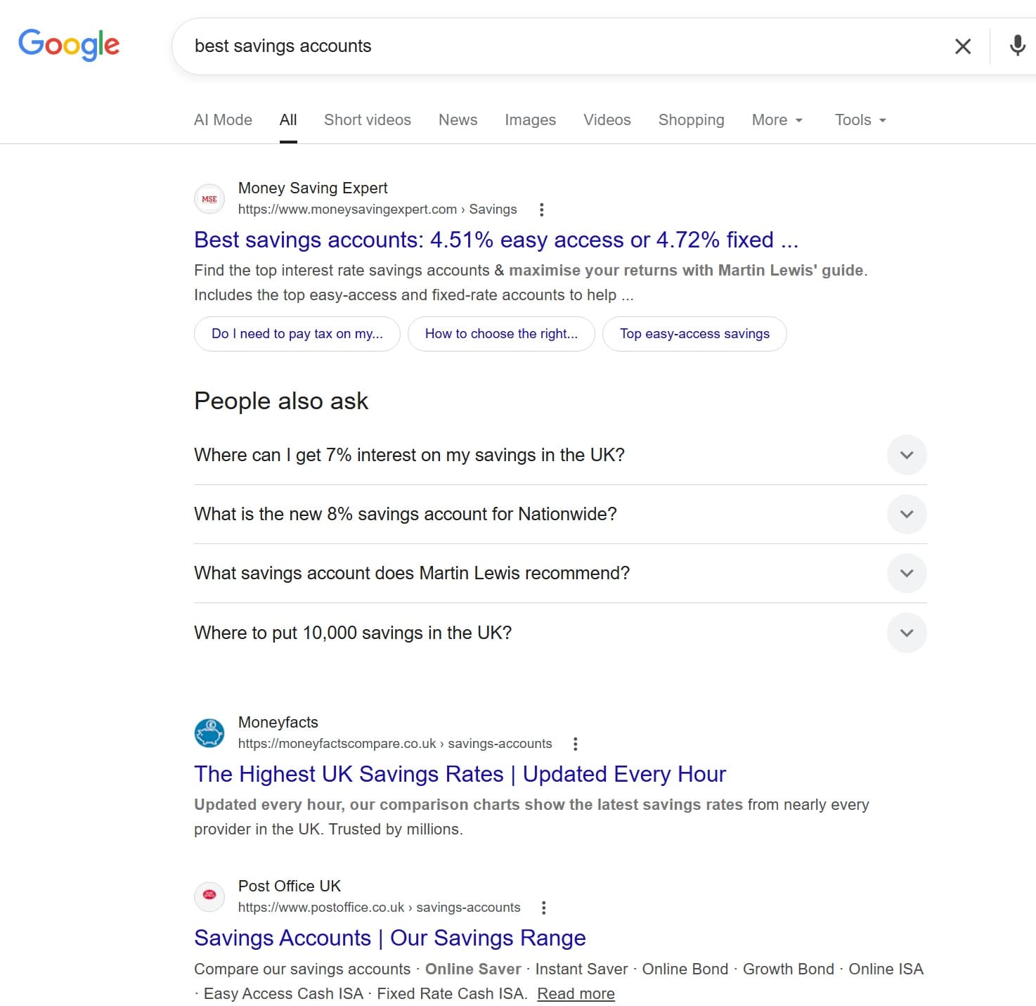 Personal Savings & Investments SEO