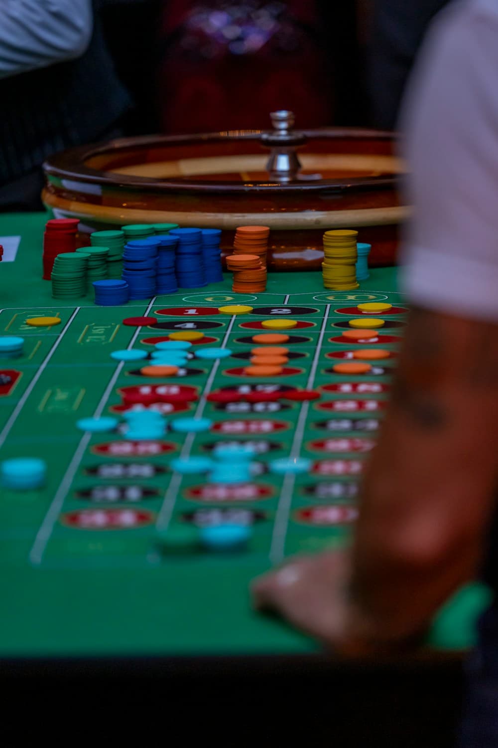 Casino table with roulette chips