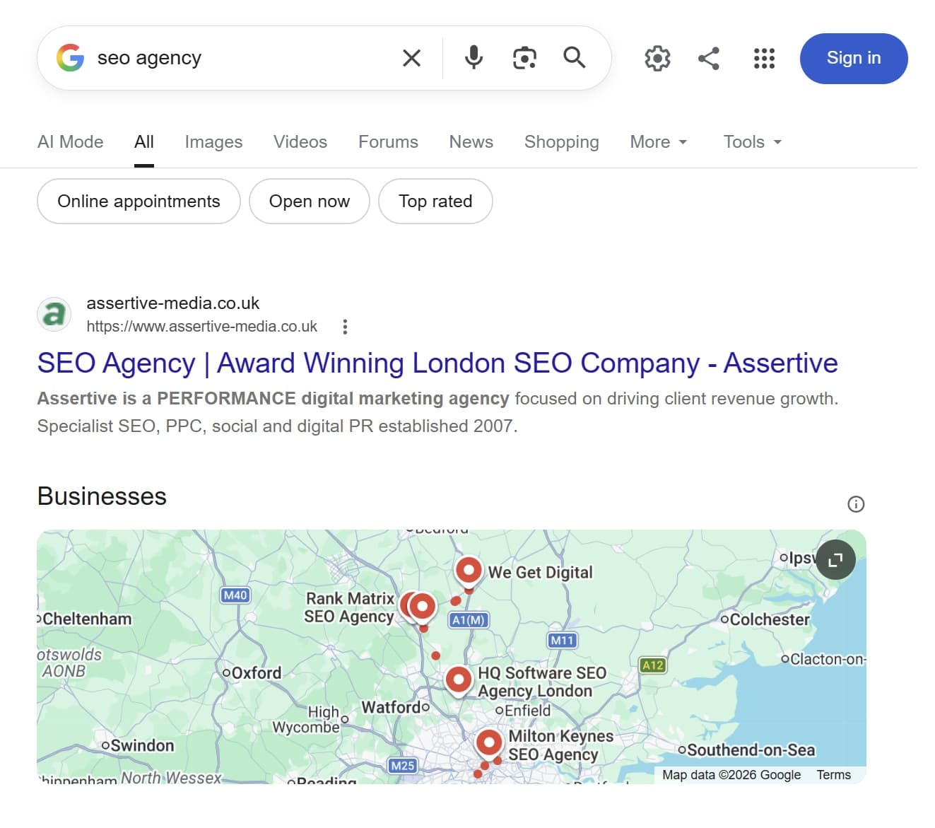 Assertive Media SEO agency work
